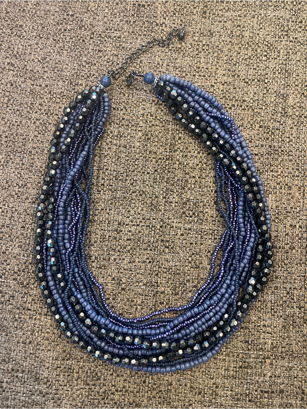 Multi-Strand Navy Beaded Statement Necklace - Women Jewelry